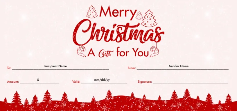 Pine Tree Motif Holiday Gift Voucher