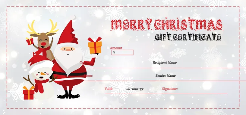 Christmas Gift Certificate in Holiday Frame