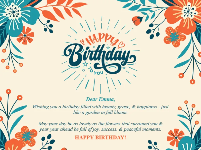 Elegant Floral Birthday Card