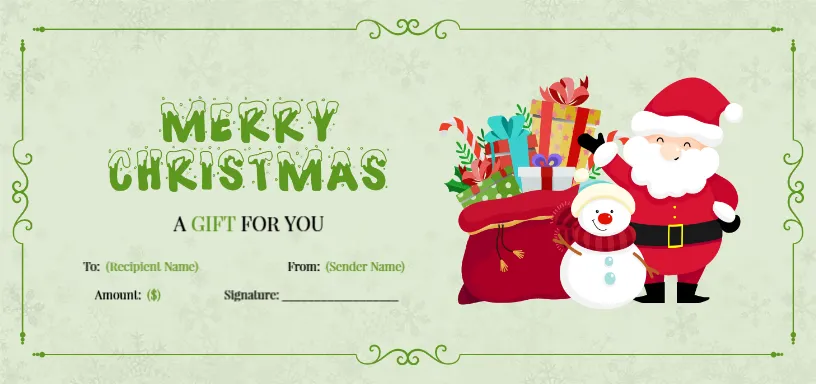Merry Christmas Gift Card Template