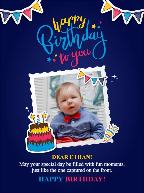 Birthday Card with Photo Frame Space