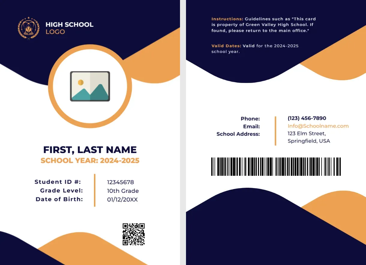 ID Card Template for High School Student