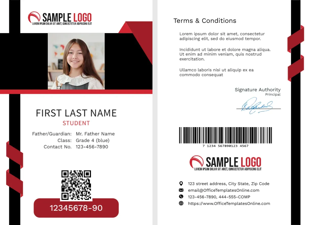 ID Card Template For College Student