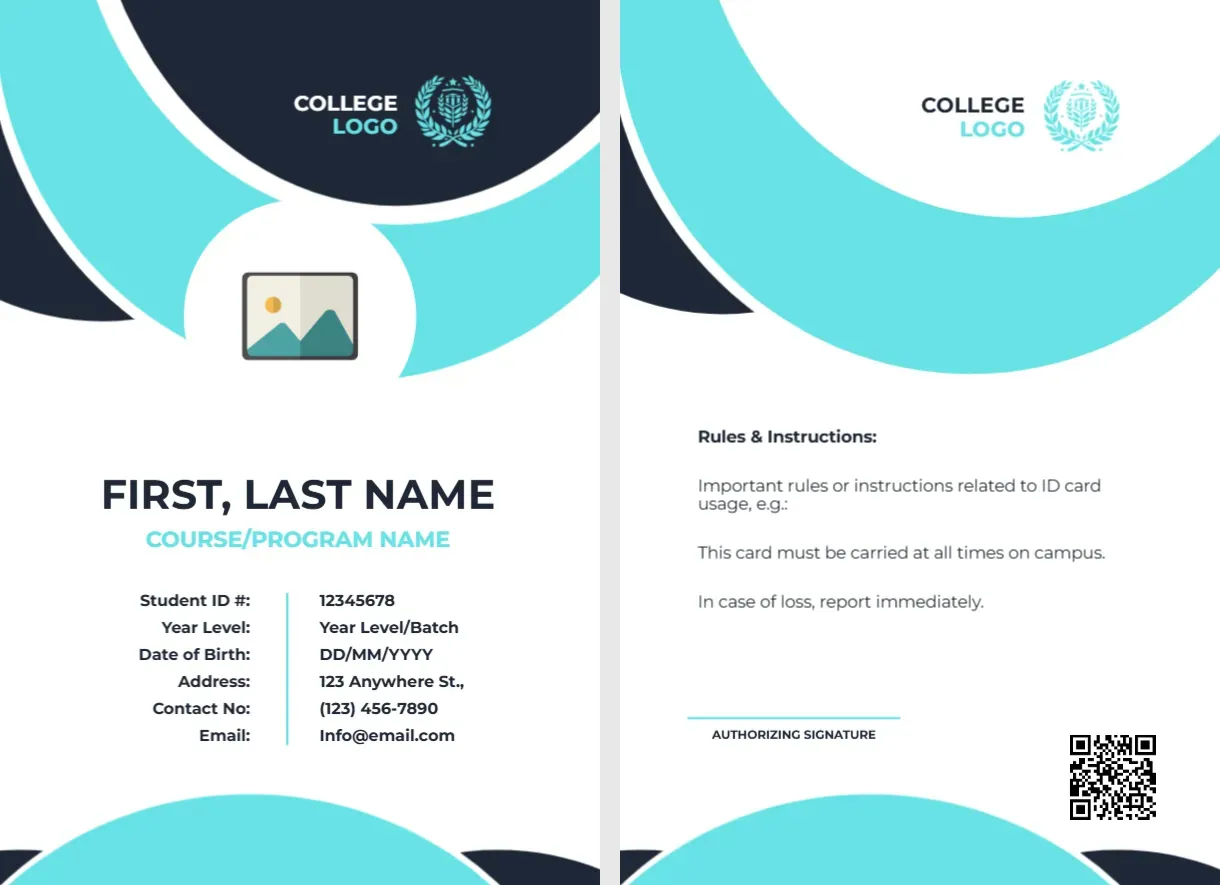 Student ID Card Template for College