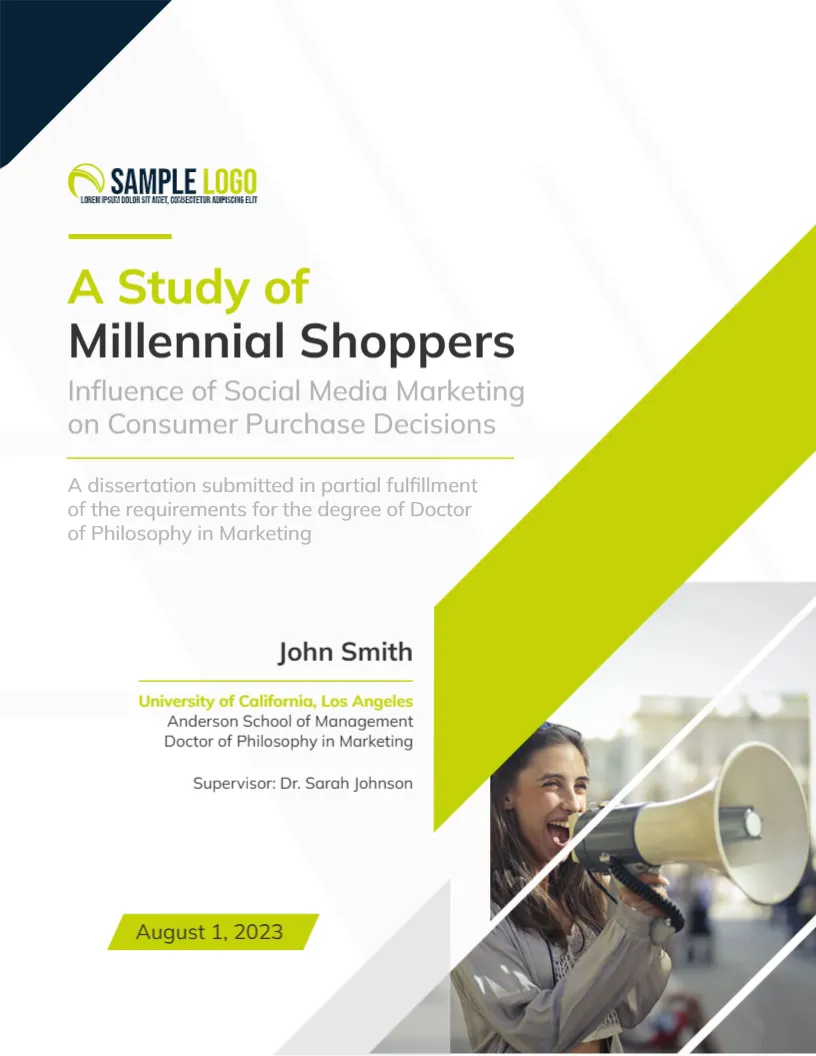 Marketing Dissertation Cover page Template