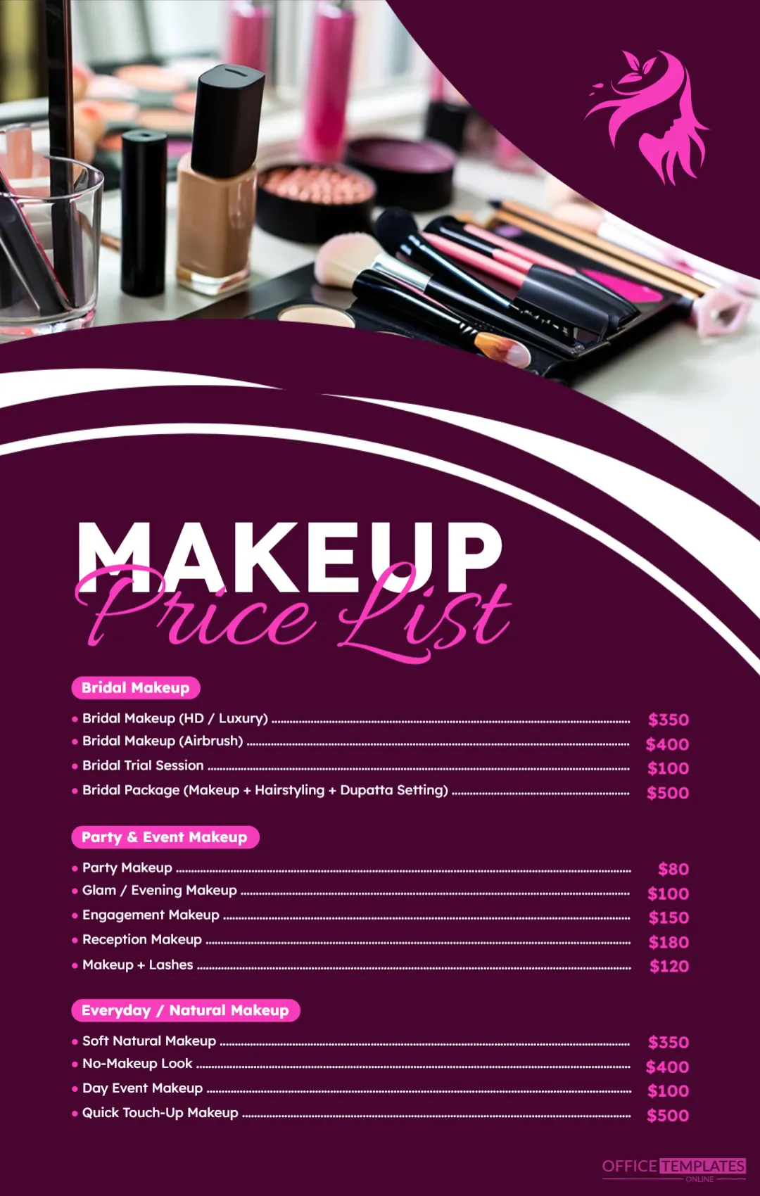 Makeup Artist Price List (Bridal, party, everyday makeup)