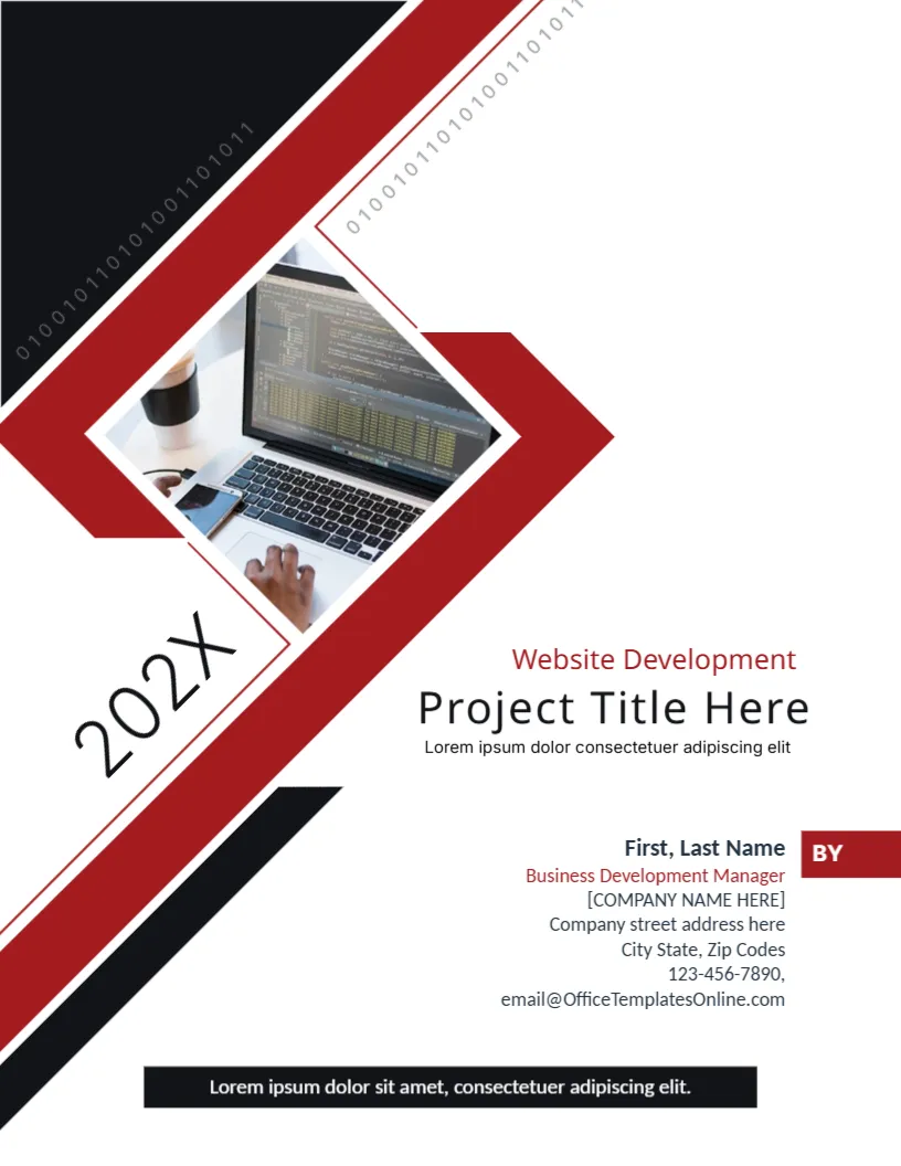 Website Development Project Cover Page Template