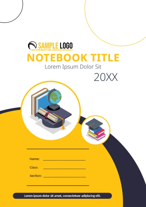 Notebook Cover Page Template in A6 Size