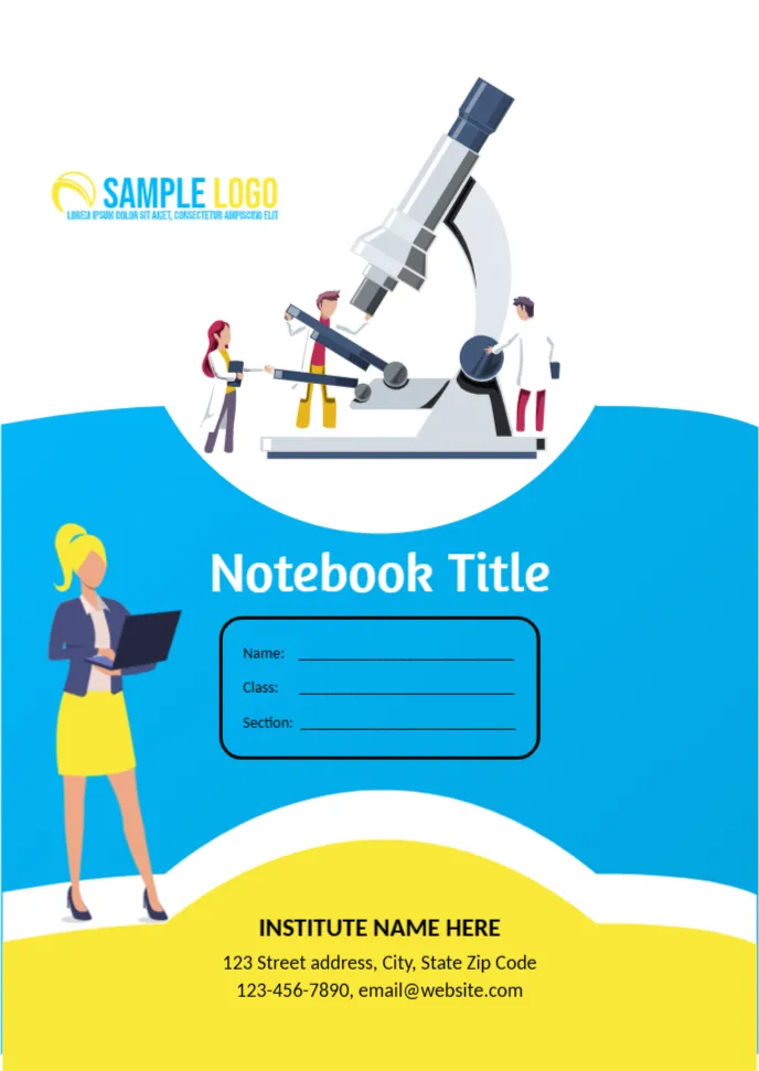 Cover Page Template for Scientific Notebook in B5 Size