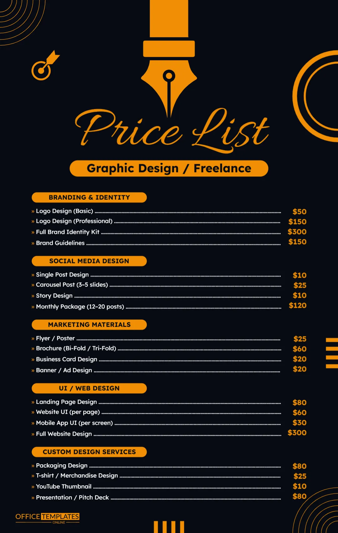 Graphic Design / Freelance Services Price List