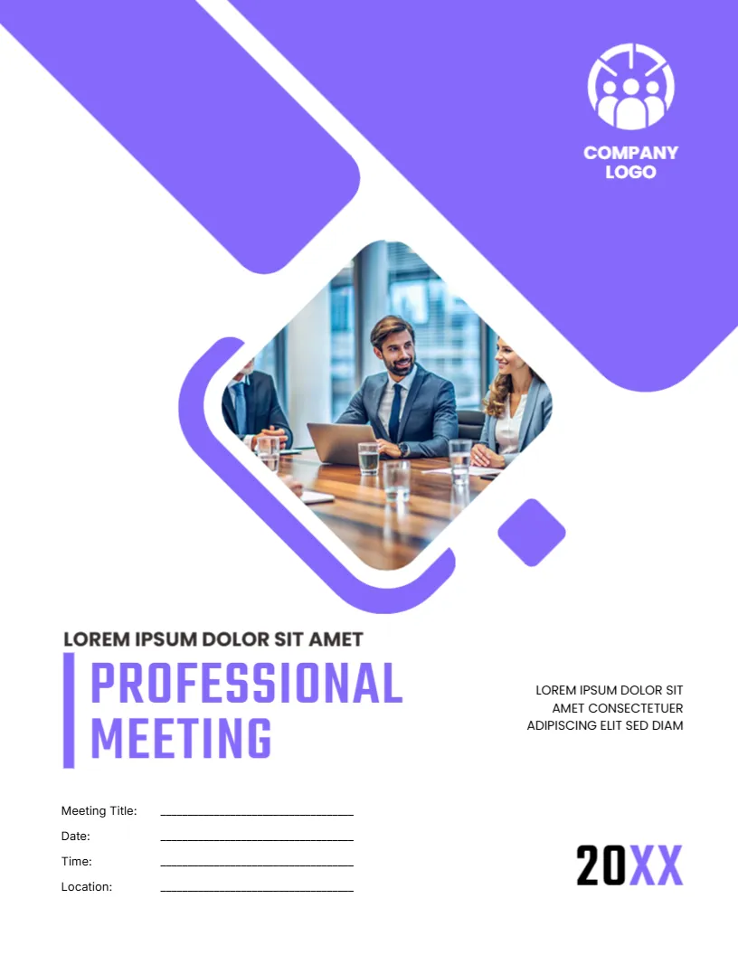 Cover Page Template for Professional Meeting Notes