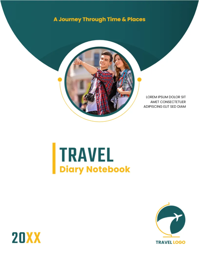 Cover Page Template for Travel Diary Notebook