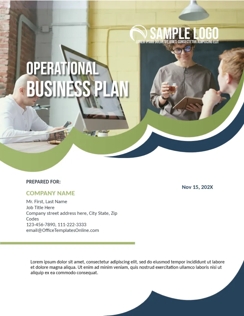 Cover Page Template for Operations Business Plan