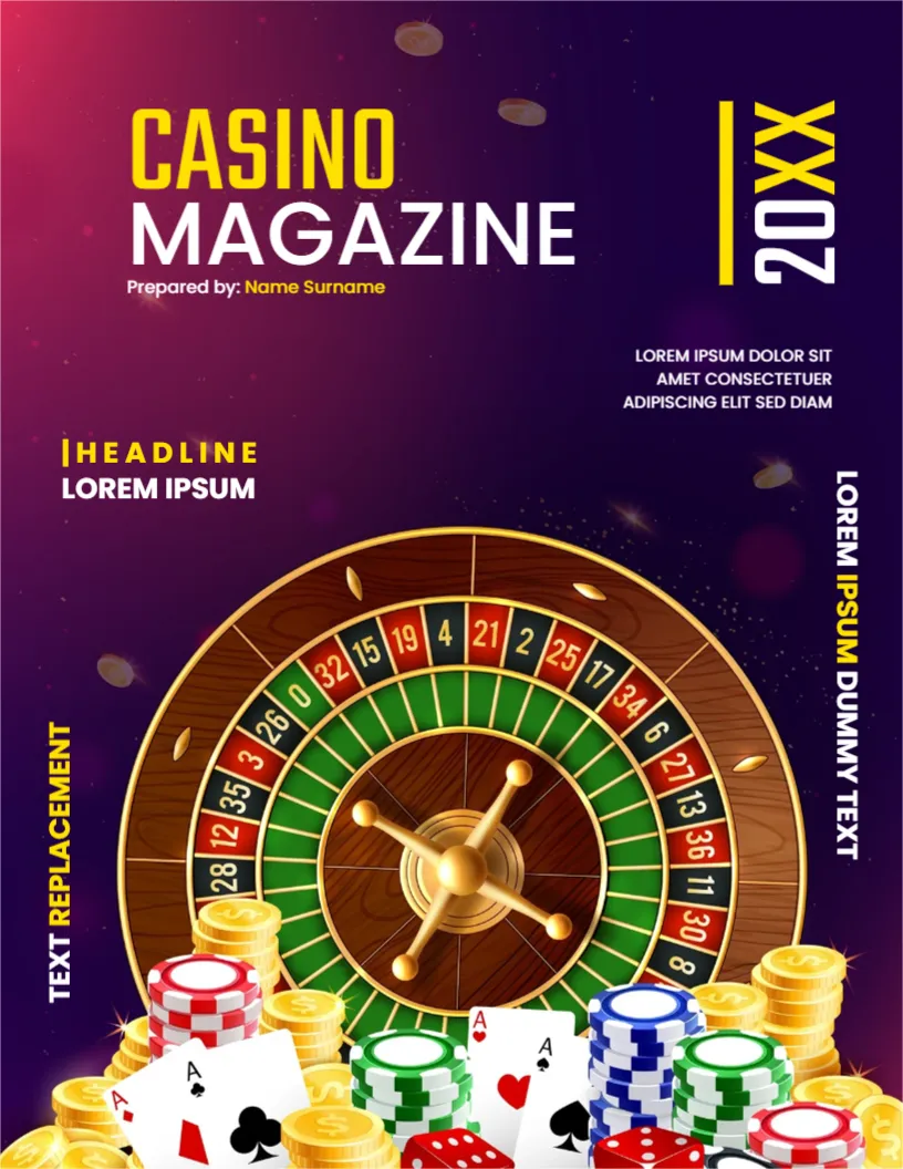Cover Page Template for Casino Magazine Book
