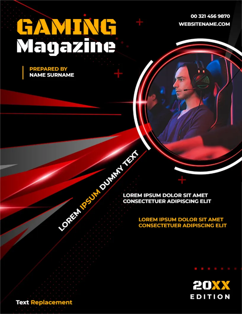 Cover Page Template for Gaming Magazine Book