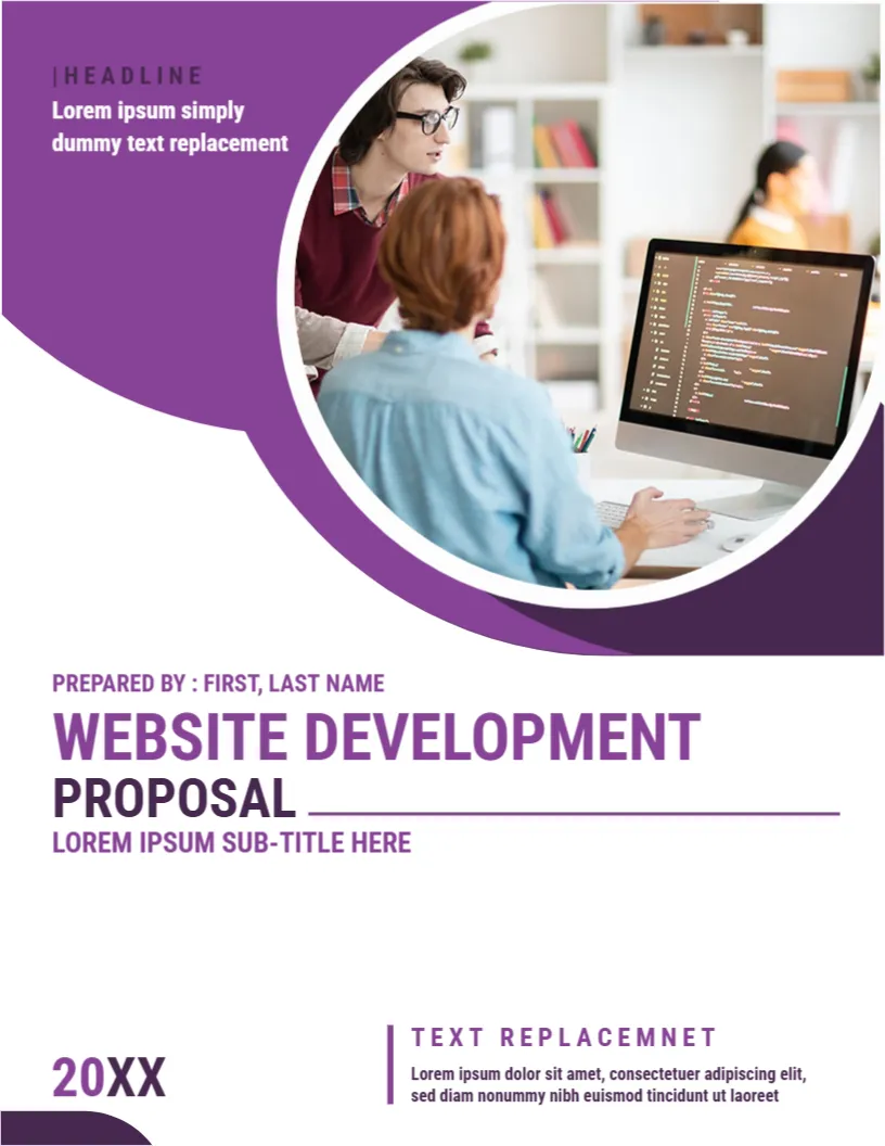 Cover Page Template for Website Development Proposal