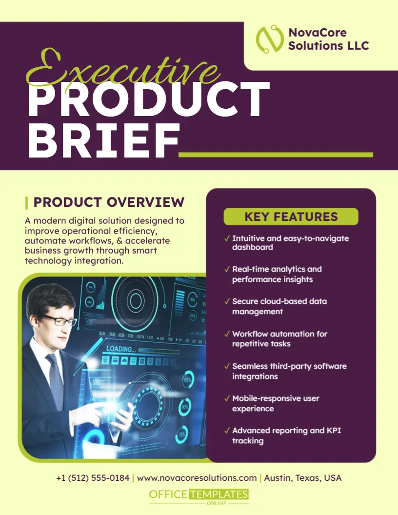 Executive Product Brief Template
