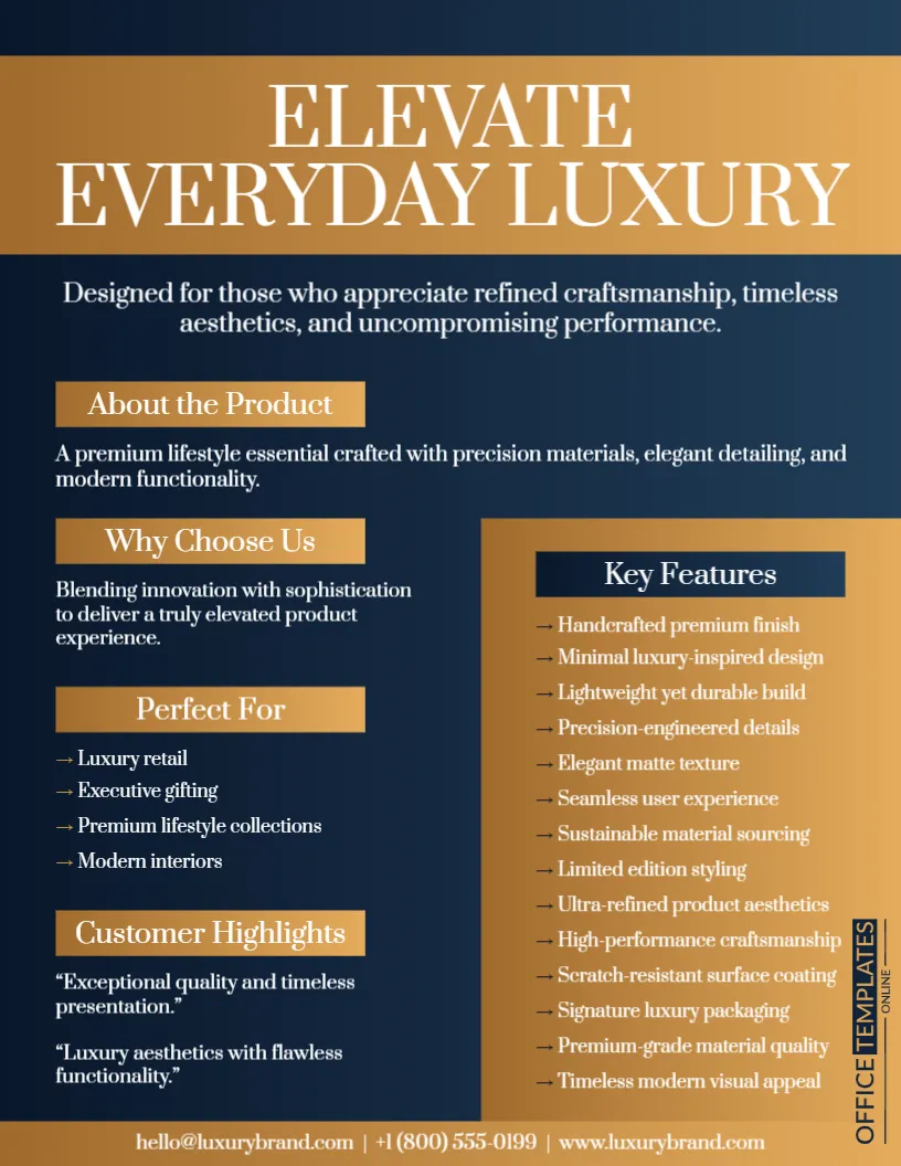 Luxury Product Sell Sheet