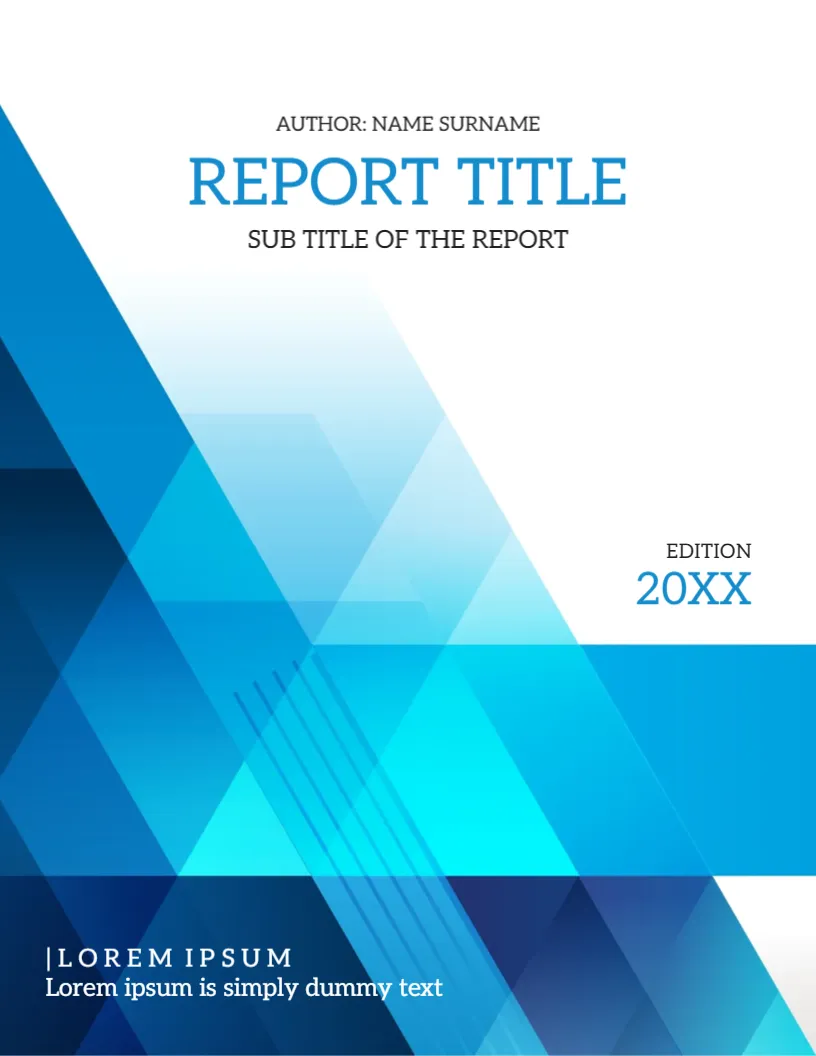Office Report Title Cover Page Template