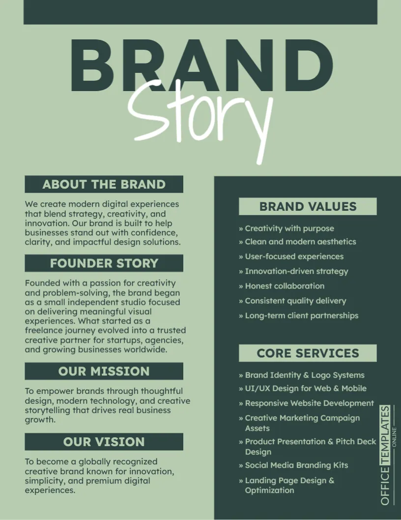 Brand Story One-Pager Marketing Template