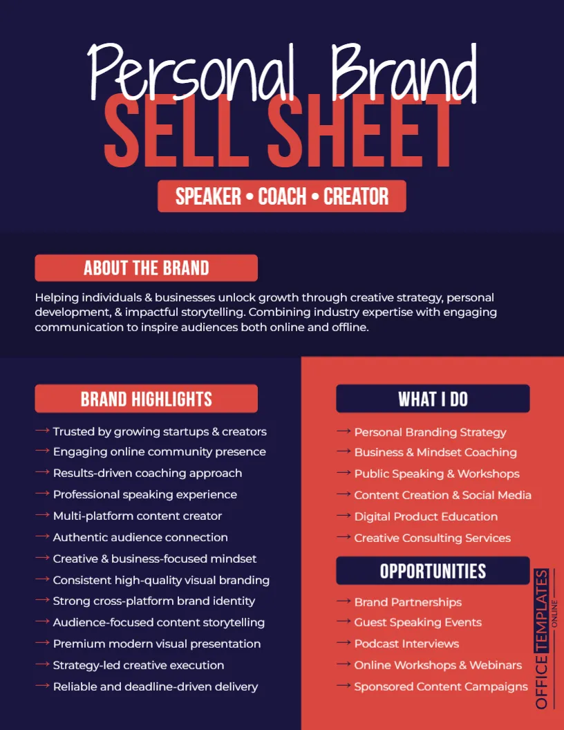 Personal Branding One-Pager Template