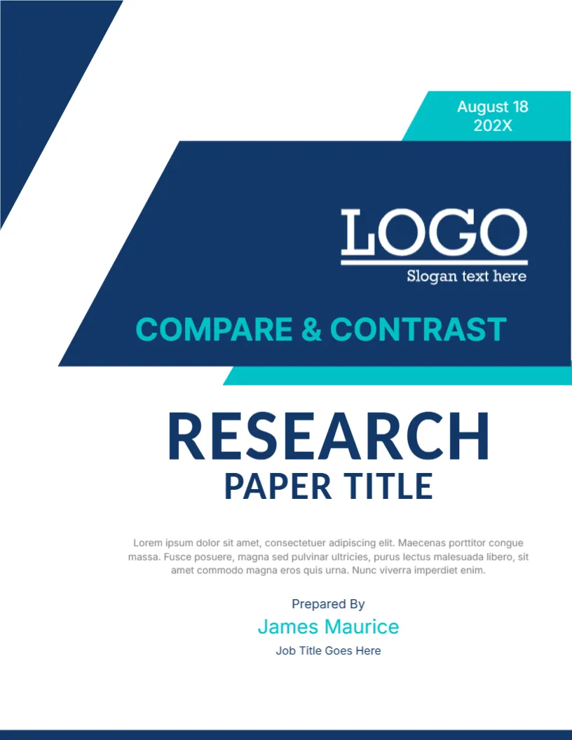 Cover Page Template for Compare and Contrast Research Paper