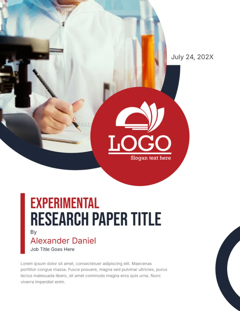 Cover Page Template for Experimental Research Paper