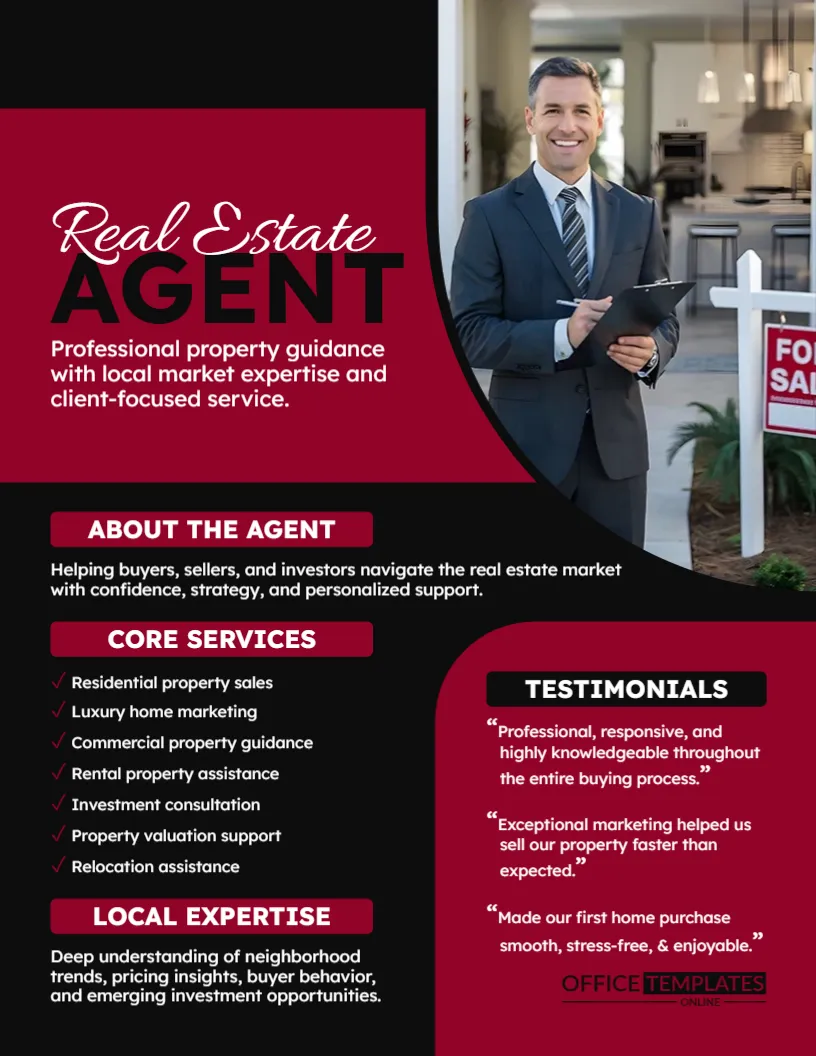 Real Estate Agent Marketing One-Pager Template