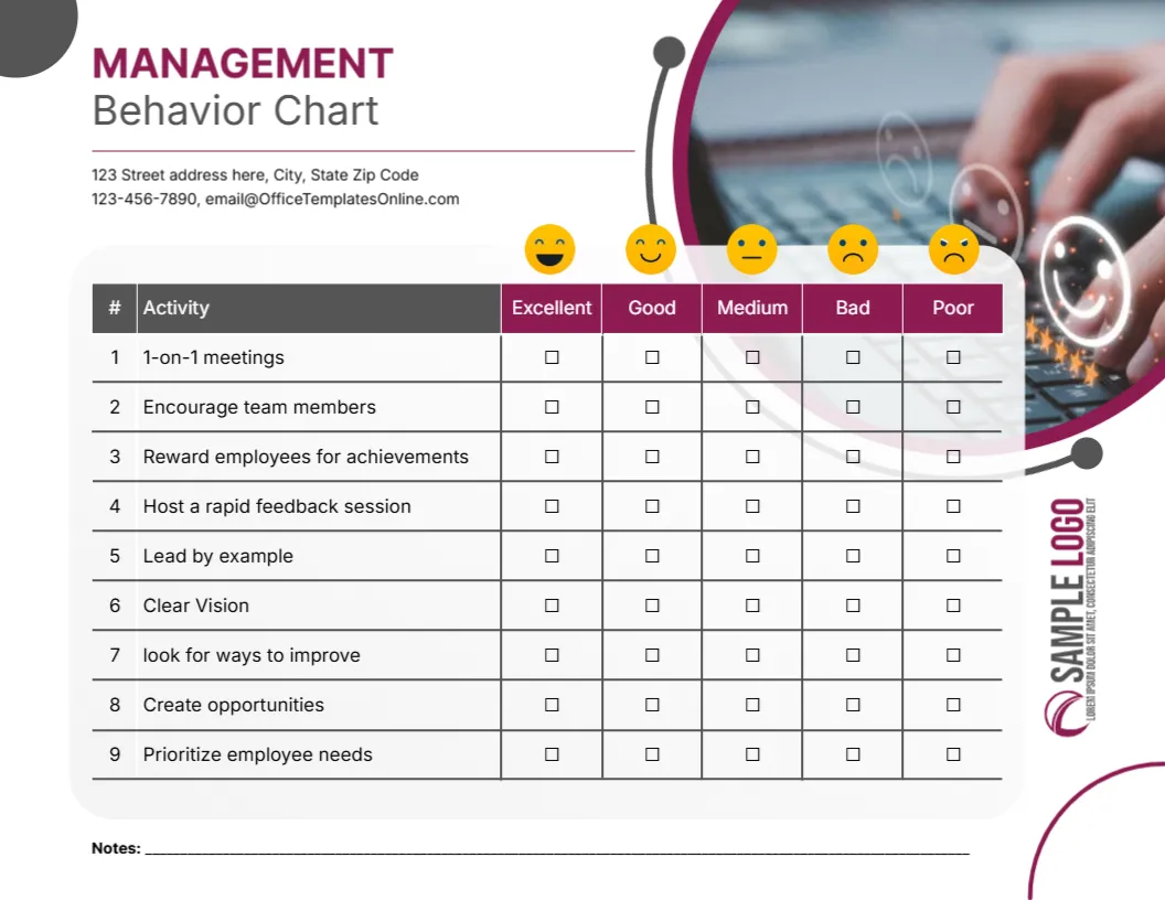Management Behavior Chart Design Template