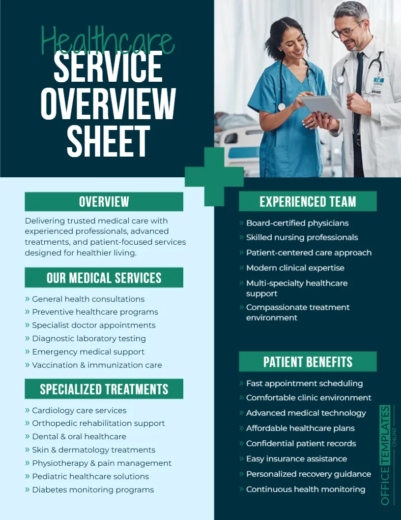 Healthcare Service Overview Sheet Template