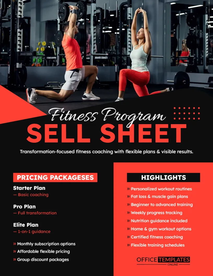 Fitness Program Sell Sheet