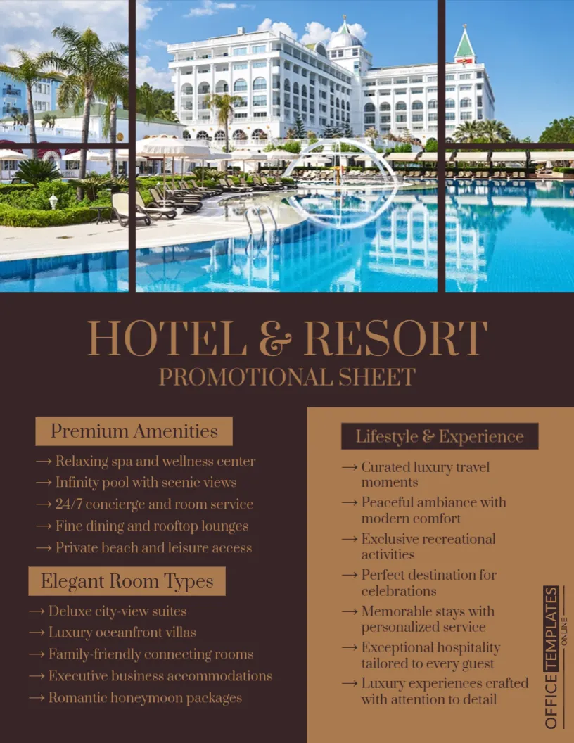 Hotel & Resort Promotional Sheet Template