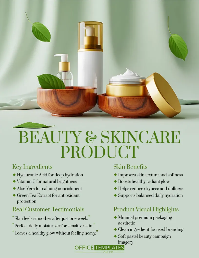 Beauty & Skincare Product One-Pager Template