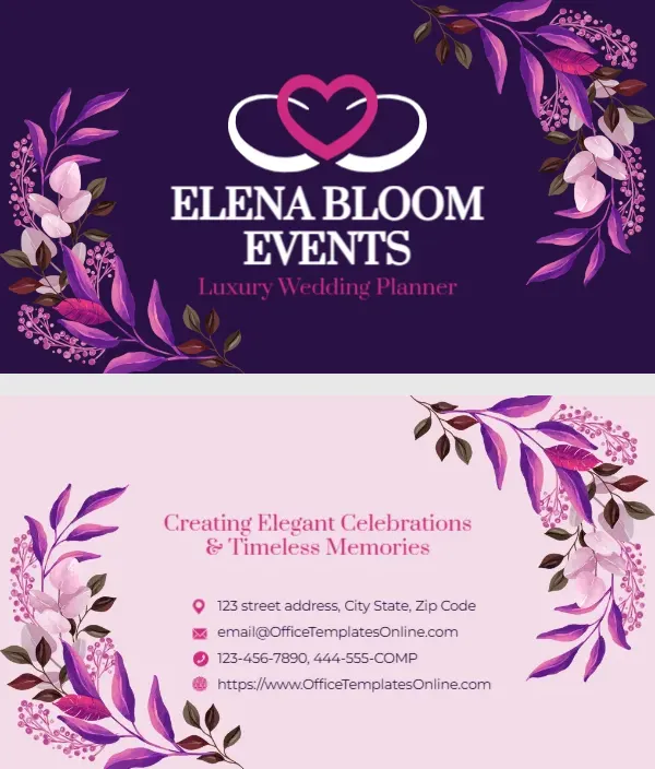 Elegant Wedding Planner Business Card Template