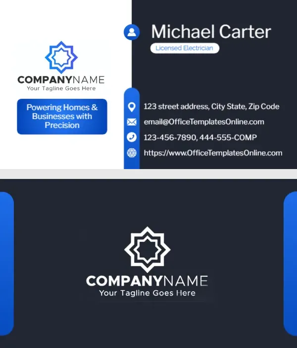 Electrician Service Business Card Template