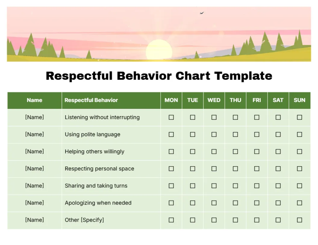 Respectful Behavior Chart Design Template