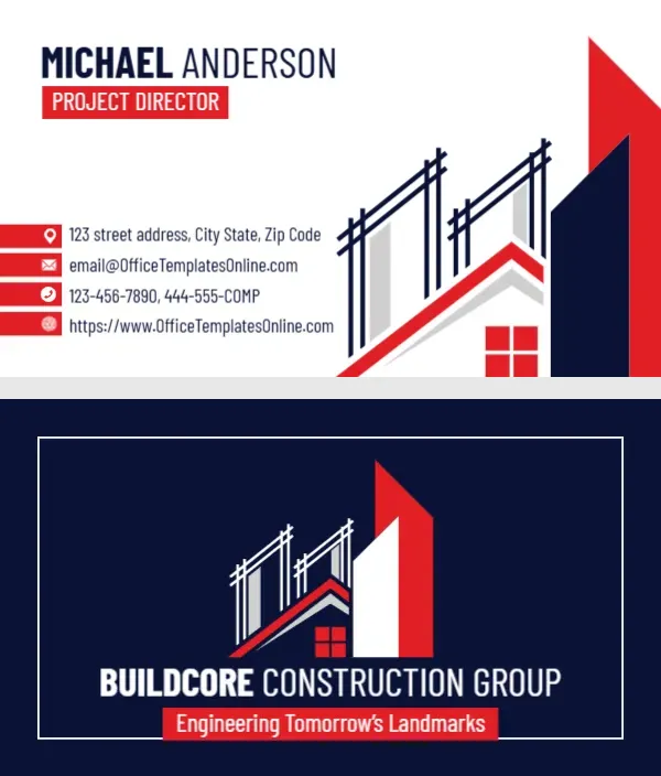 Construction Company Business Card Template