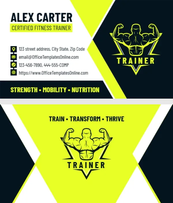 Fitness Trainer Business Card Template