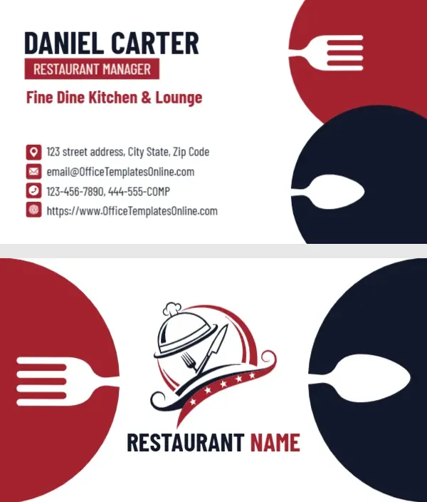 Restaurant Manager Business Card