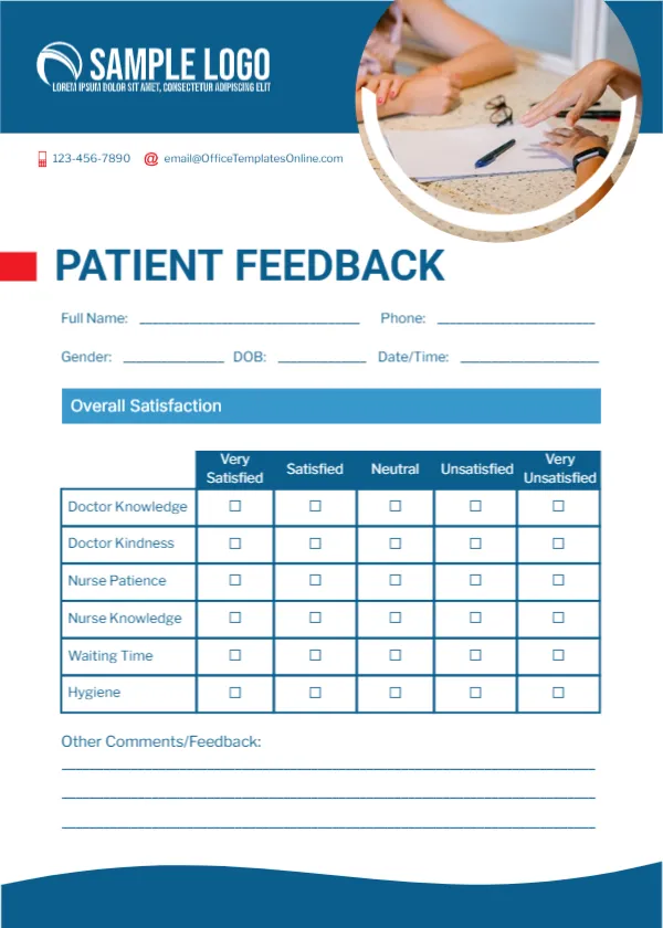 Feedback Card Template for Patient