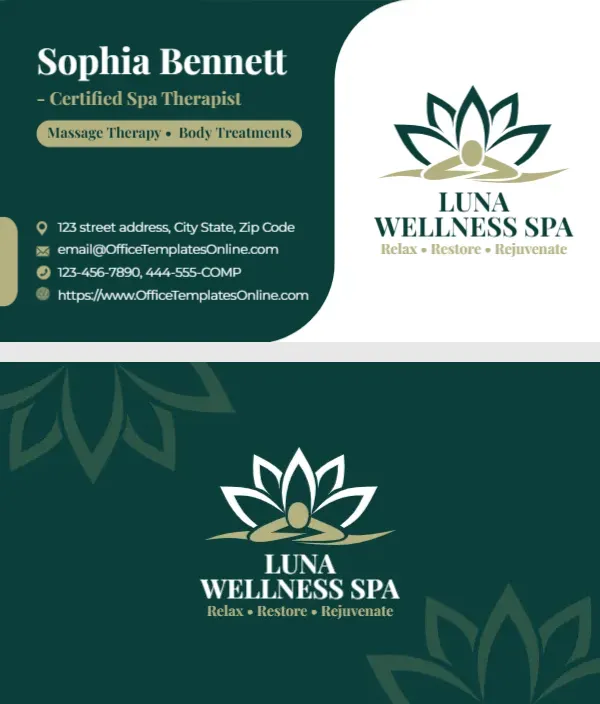 Spa Therapist Business Card