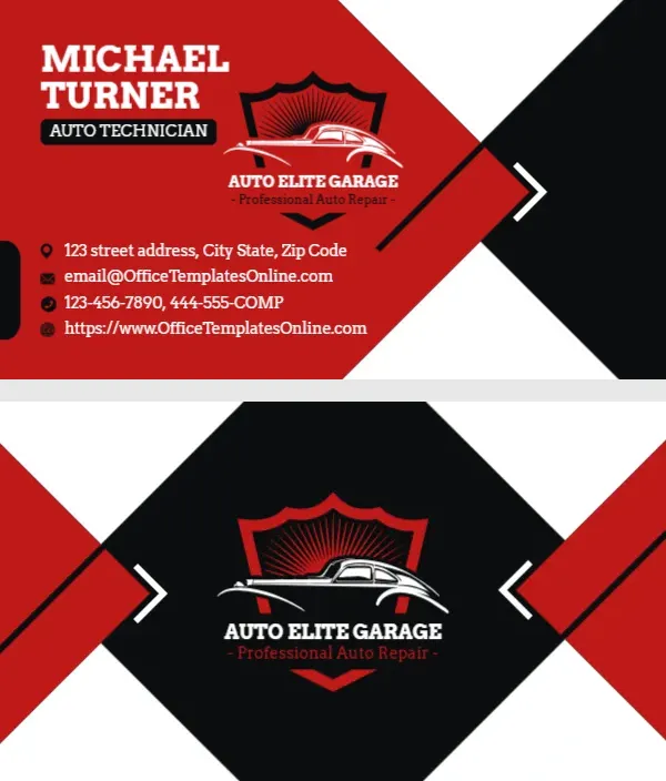Auto Repair Business Card Template