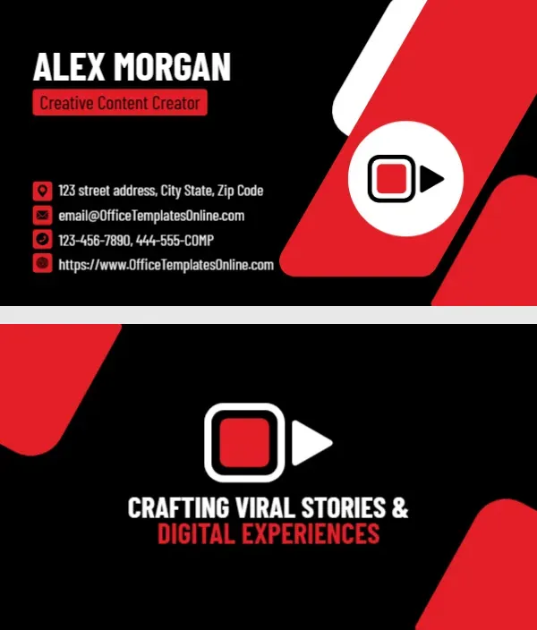 Content Creator Business Card Template