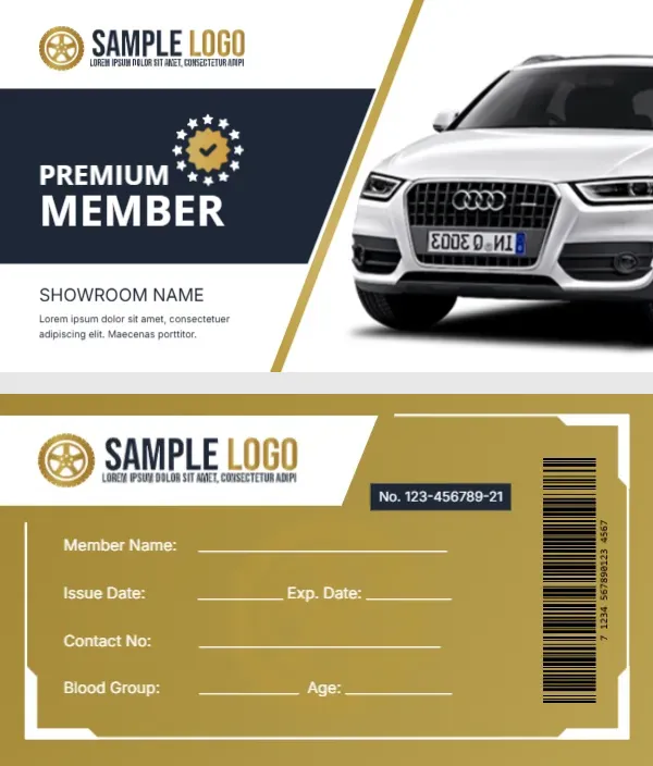Membership Card Template for Automobile
