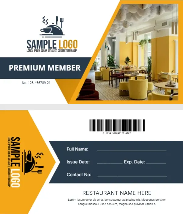 Restaurant Membership Card Template