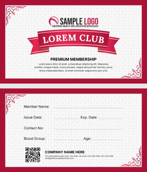 Club Membership Card Template