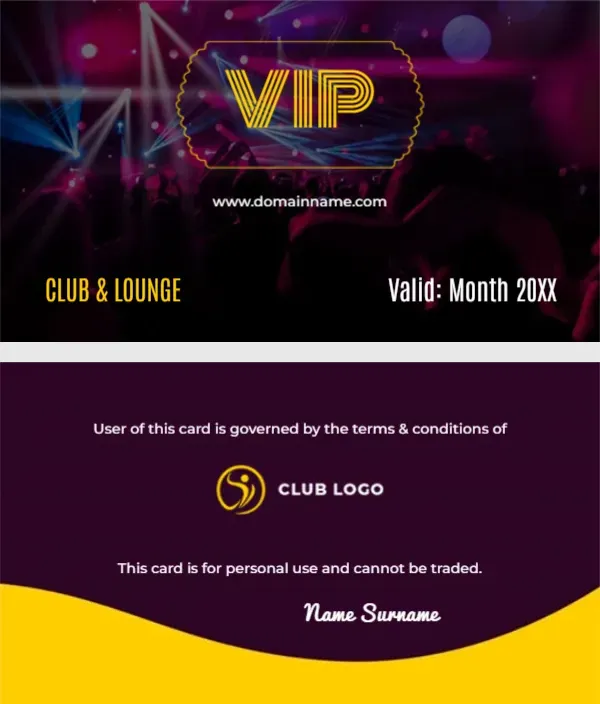 VIP Club Membership Card Template