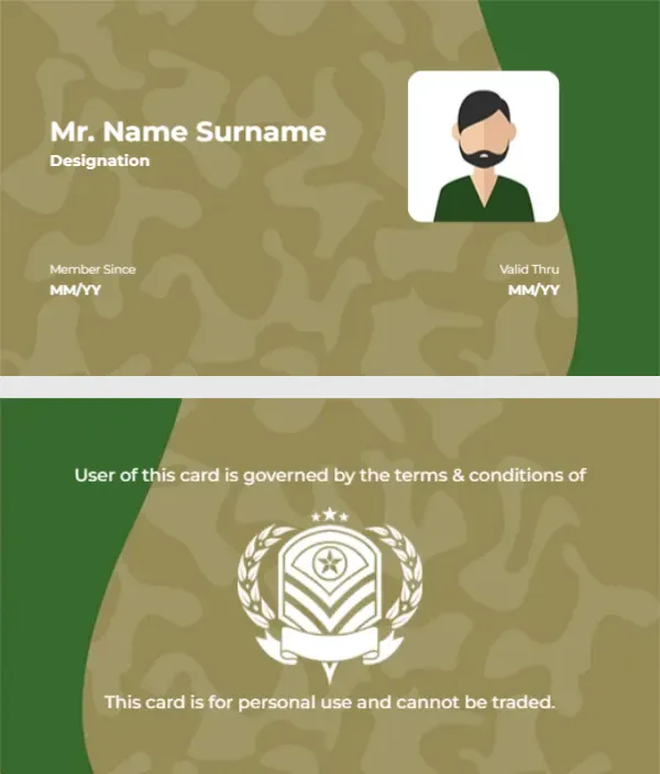 Military Membership Card Template