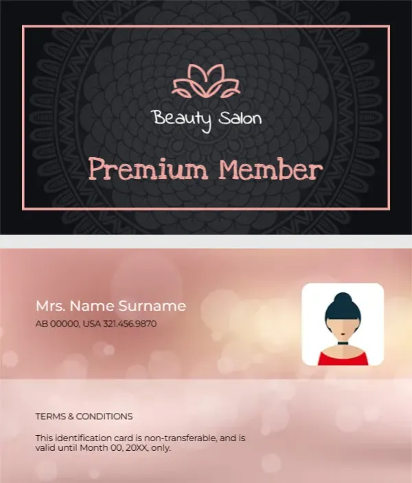 Membership Card Template for Spa and Salon