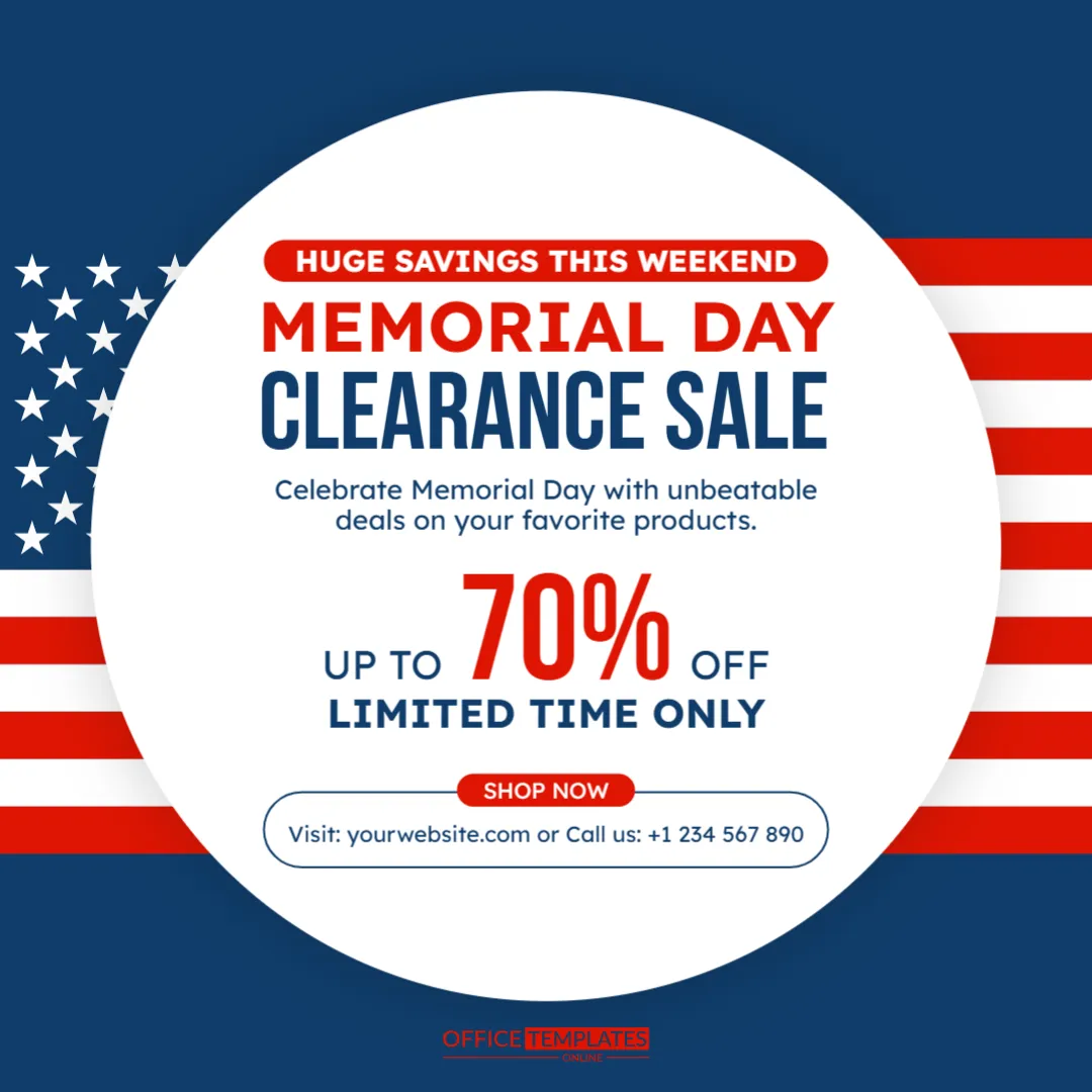 Memorial Day Clearance Sale Social Media Template
